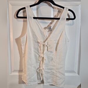 A New Day Women's Cream Tie-Detail Blouse